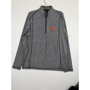 Antigua Mens XL NFL Team  Cleveland Browns Pullover‎ Quarter-Zip Sweatshirt Gray